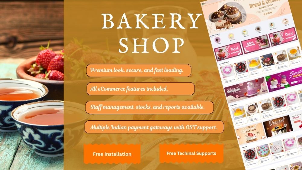 Bakery E-Commerce Software – Grow Your Bakery business | Free Installation | Free Support